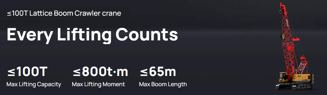 SANY ≤100T Lattice Boom Crawler Crane